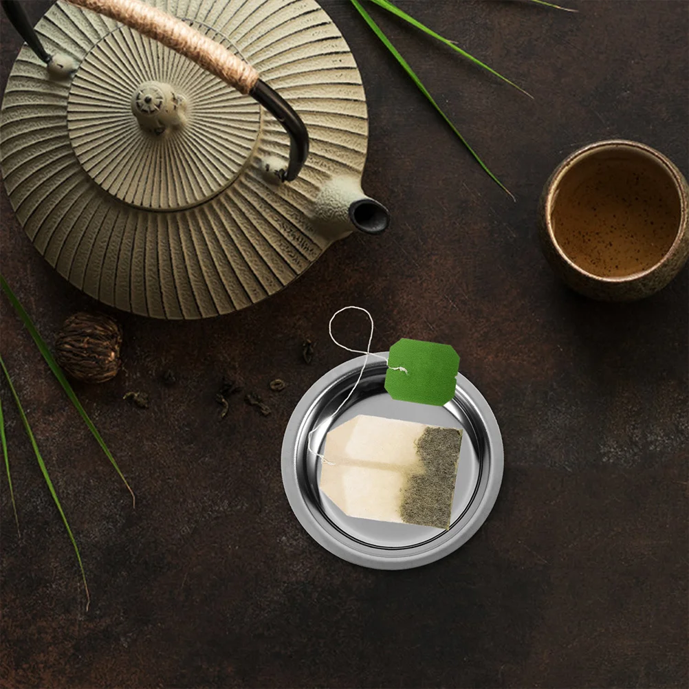 

1pcs Stainless Steel Tea Bag Coaster Round Metal Tea Cup Saucer Heat Resistant Table Protector For Home Bar Restaurant
