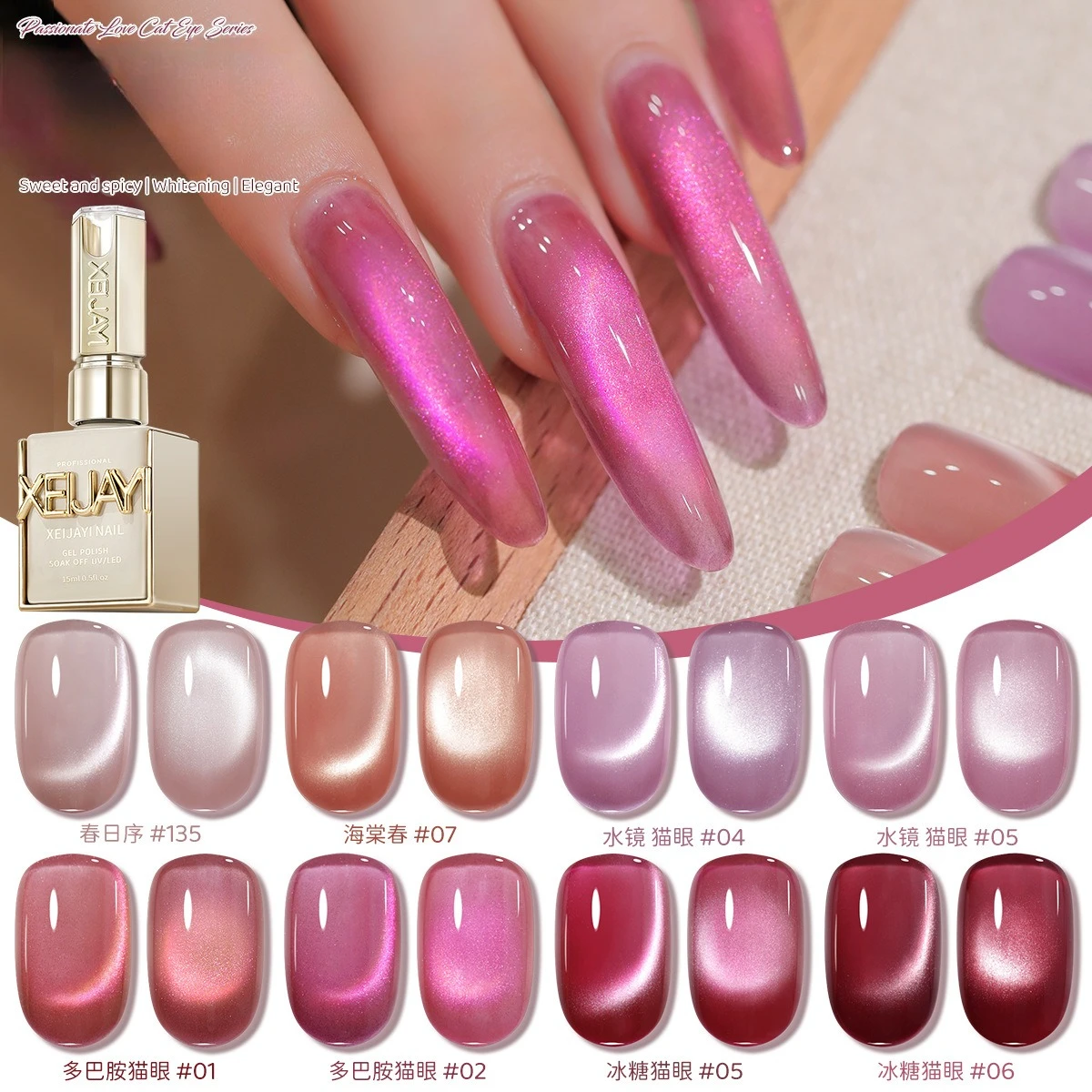 

8 шт., 15 мл, стеклянные бусины с фруктами дракона, магнитный гель-лак для ногтей с изображением кота, весна-лето, желейный кристалл, полуперманентный замачиваемый маникюр