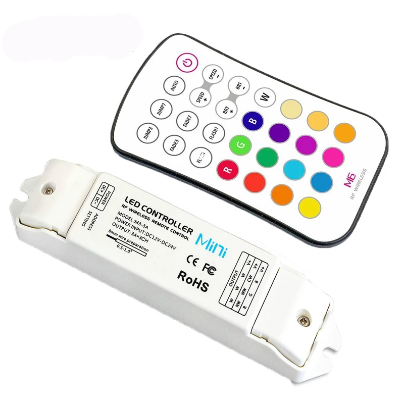 Imagem -05 - Mini Led Rgb Strip Controller Receptor de Canais rf Toque Remoto sem Fio dc 12v 24v 3ax3ch 5050 3528 Uso da Fita M33a