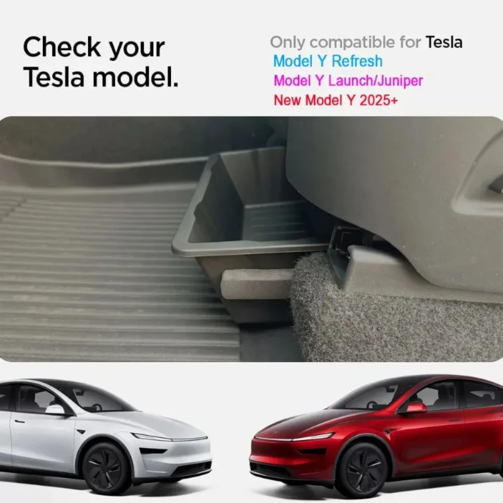 TPE Under Seat Storage Box Organizer Bin Trash Tray For Tesla Model Y Juniper 2025 Front Backseat Car Interior  Accessories