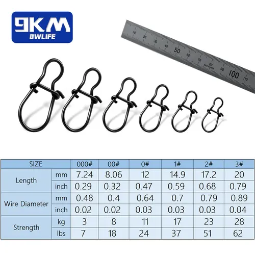 Imagen 2 del producto Broches de pesca Duo Lock, 25 ~ 100 Uds., Clips de pesca, mosquetones, giratorios de pesca, aparejos de pesca de cambio rápido para agua salada