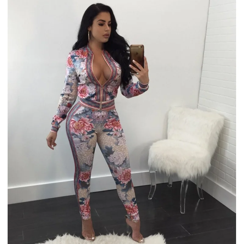 plus Size2017Amazon Standard Size Sexy Awesome Hot Digital Printing European and American Fashion Style Two-Piece Set