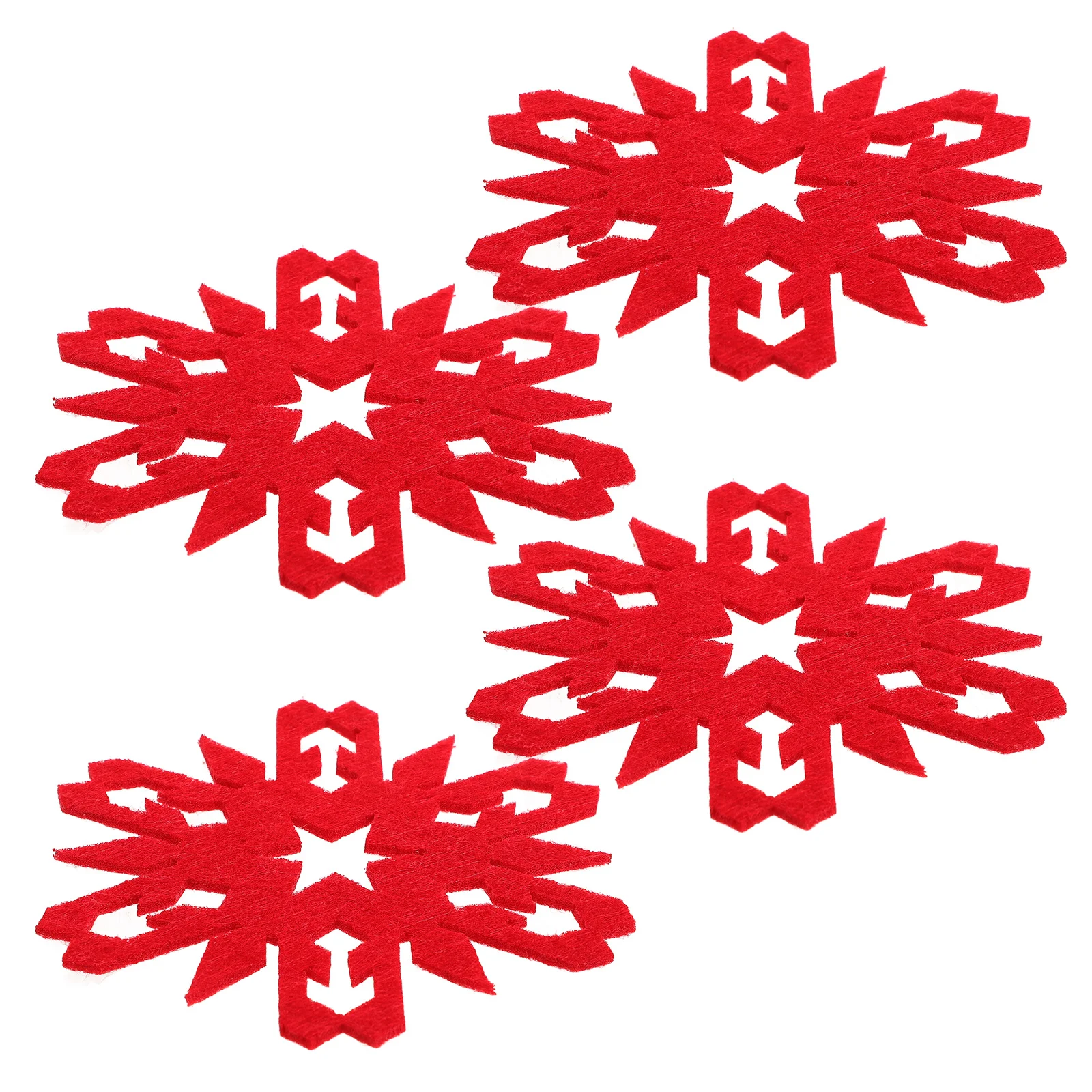 

4Pcs Christmas Snowflake Coaster Set Snowflake Cloth Cup Holder Coasters Nonslip Reusable Drink Mats for Xmas Winter Party Home
