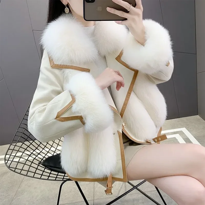 Autumn Winter 2025 New Suede Imitation Fox Fur Jacket Women Overcoat Fashion High-End Loose Fur One Coat Thicke Warm Parker Coat