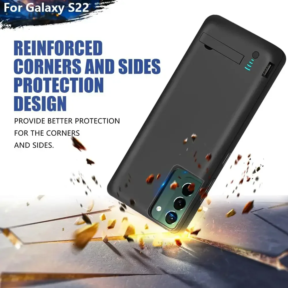 

Чехол-аккумулятор 10000 мАч для Samsung Galaxy S22, S22+ Plus, S22 Ultra: ультратонкий, совместимый с зарядкой, функция Power Bank