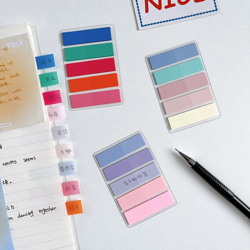 Transparente Sticky Note Sticky Note, Slim Index Stickers, Memory Notes, Book Spot Marker, adesivo Pastel, Material Escolar, PET Cor, 1Pc