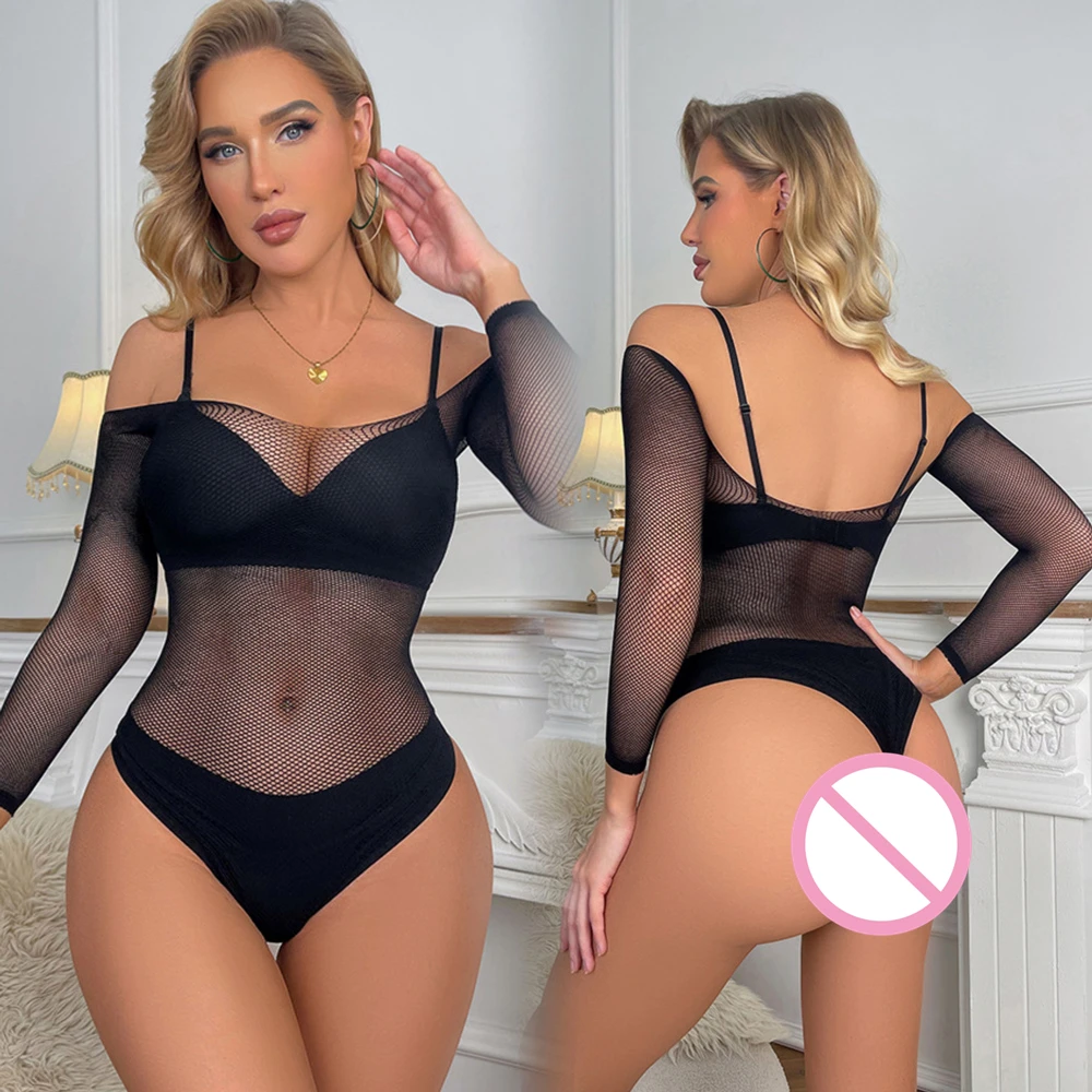 Women's Underwear Sexy Fishnet Tight Lingerie Costumes Erotic Mesh Hollow See Through Bodysuits Ladies Transparent Body Suit