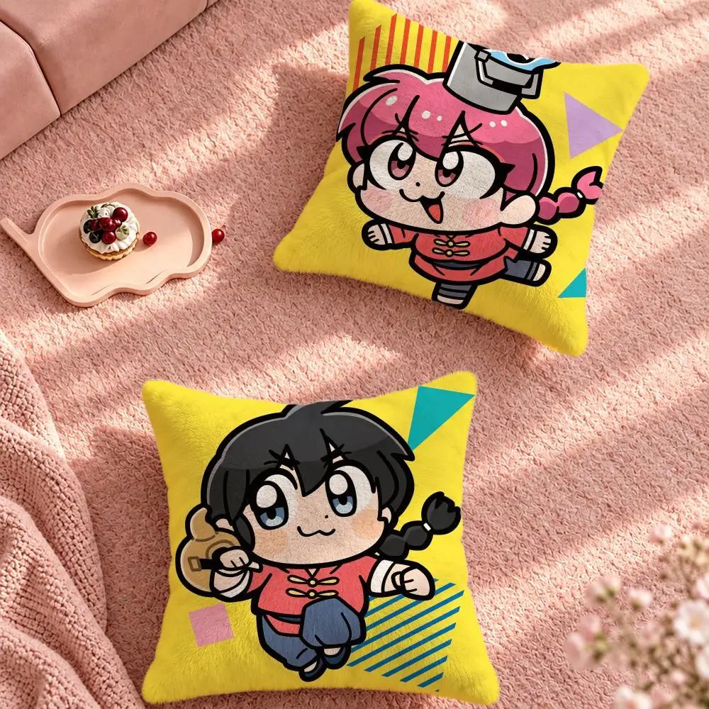 Anime Martial Arts Ranma 1/2 Cushion Cover Cute Cartoon Throw Pillow Cover Soft Plush Cushion Cover Sofa Bedroom Home Decor
