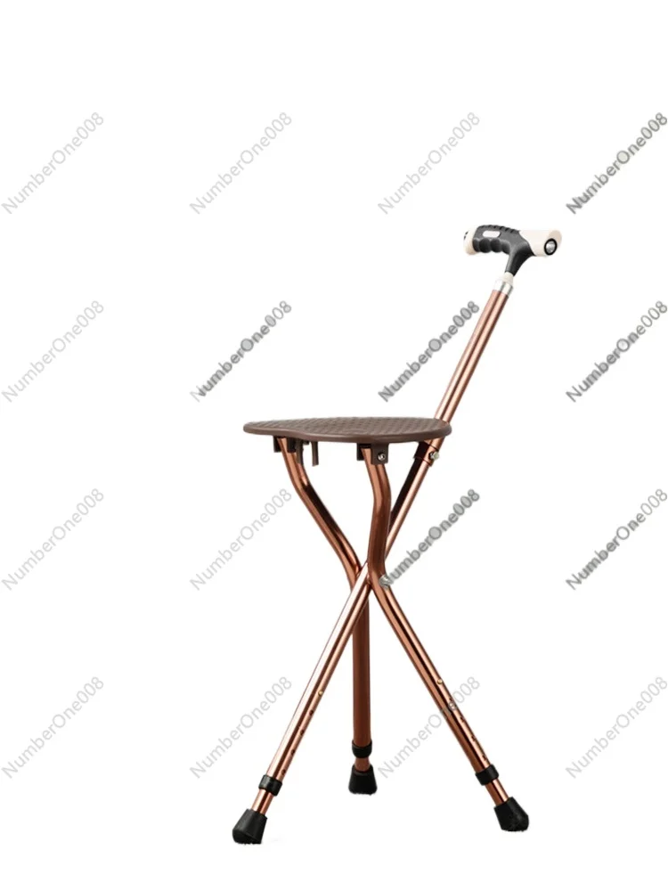 

Dual purpose walking aid for elderly people with anti slip crutches and folding chairs