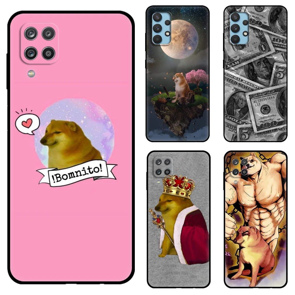 Doge Dog Cheems meme Black tpu Case For Samsung galaxy M53 M13 M62 A12 A22 A22S A32 A42 A52 A52S A72 4g 5g A20S