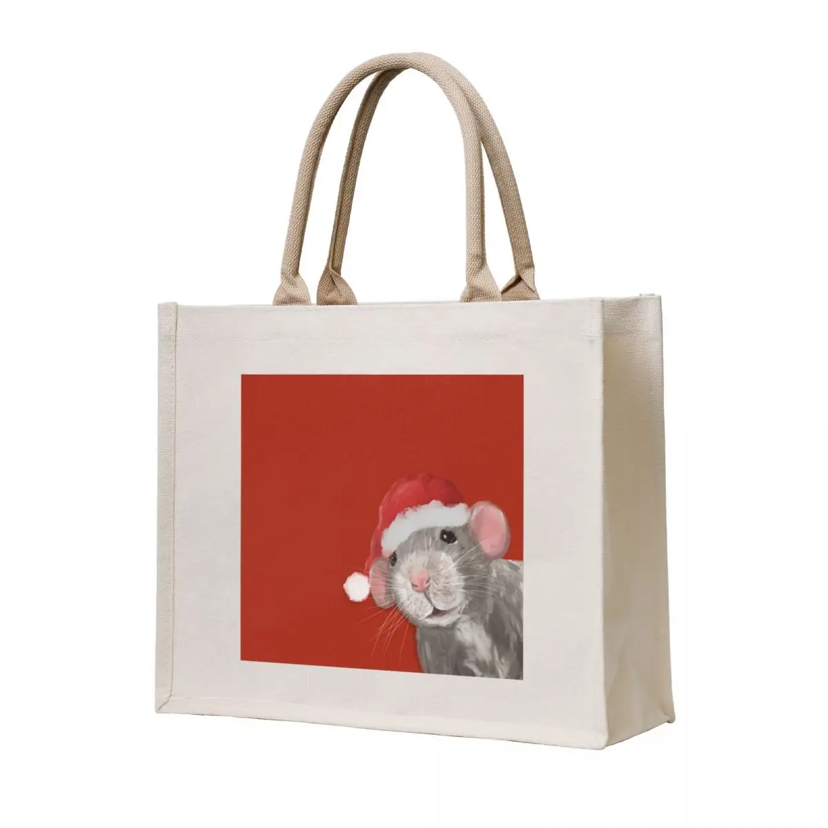 

Peeking Rat in Santa Hat Christmas Edition Tote Bag personalized tote bag Cloth bag tote women