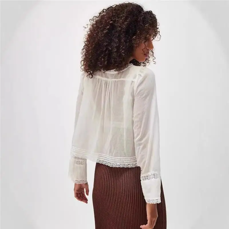 2025 gola de renda longa sve irt u-ne aparado europeu sle feminino premium faion irt comprimento regular tecido fino