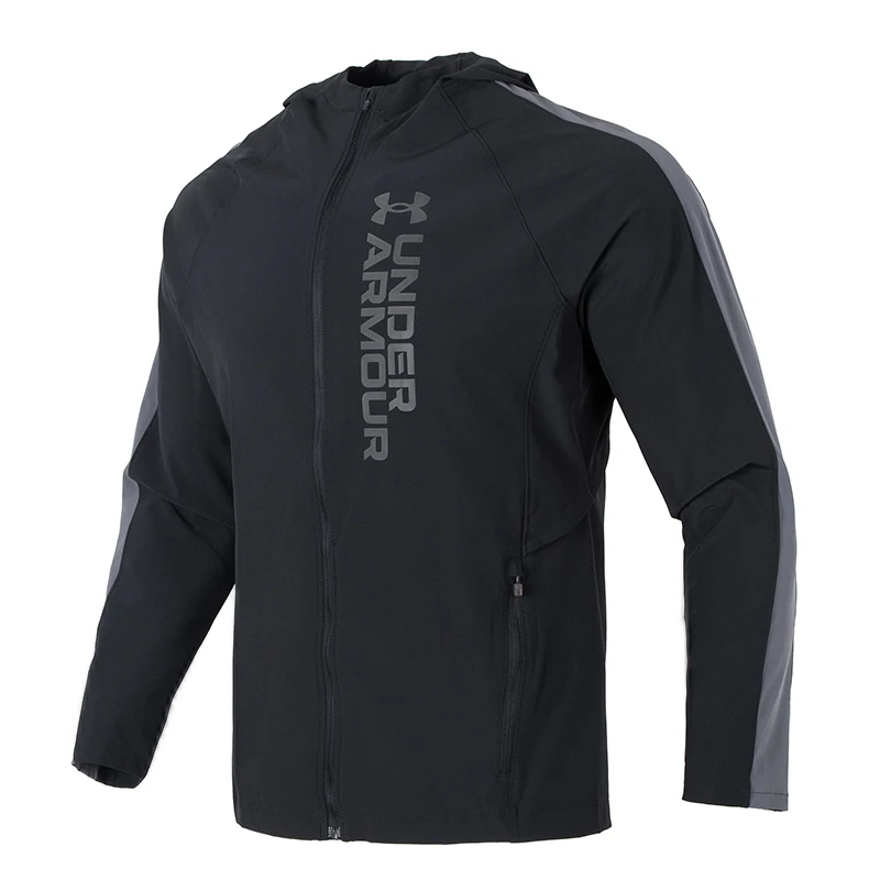 سترة رجالية من Under Armour (Underarmour) للتمرين الصباحي والجري والتدريب ملابس رياضية مقاومة للرياح سترة رياضية كاجوال للرجال بقلنسوة 1377486-002 #1