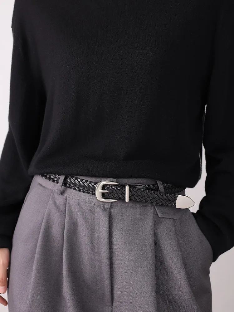 2026 Women's Braided Woven Retro Belt, Women's Braided Leather Belt, No-Punch Handmade, Simple Niche Denim Cleanfit Leather Belt