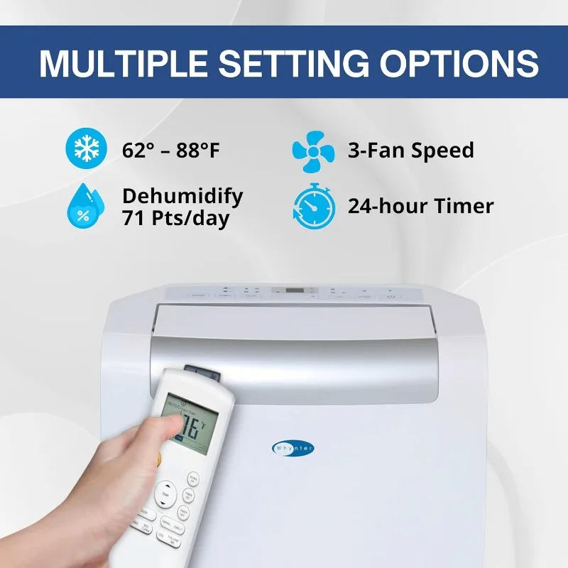 Whynter ARC-148MS 14,000 BTU Portable Air Conditioner with Dehumidifier and Fan for Rooms Up to 500 Square Feet, White
