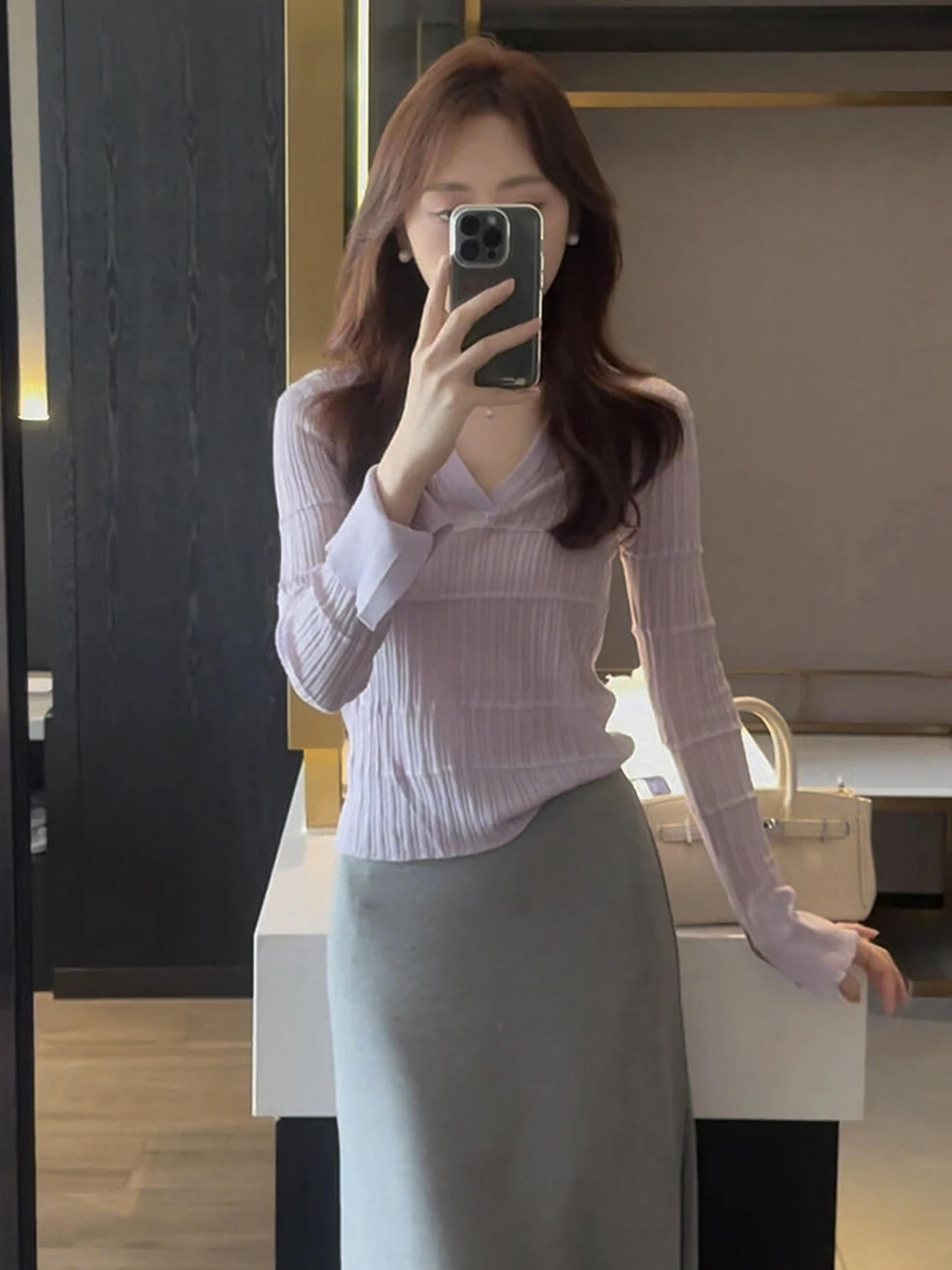 

Faionable Long Sve Knitted Base Layer irt Unique Slimming Top Commute Sle Korean Version Medium Softn Regular Fit