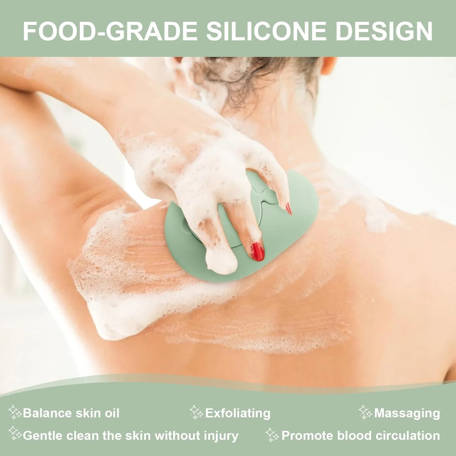 Silicone Soft Exfoliating Body Bath Shower Scrubber Loofah Brush Refillable Bath Brush Easy Foaming Massage Brush Bathroom Tools
