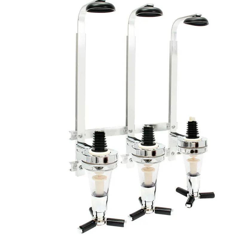 3 Bottle Stand Wall Mounted Dispenser Drinks Wine Spirits Bar Optics Pub Silver