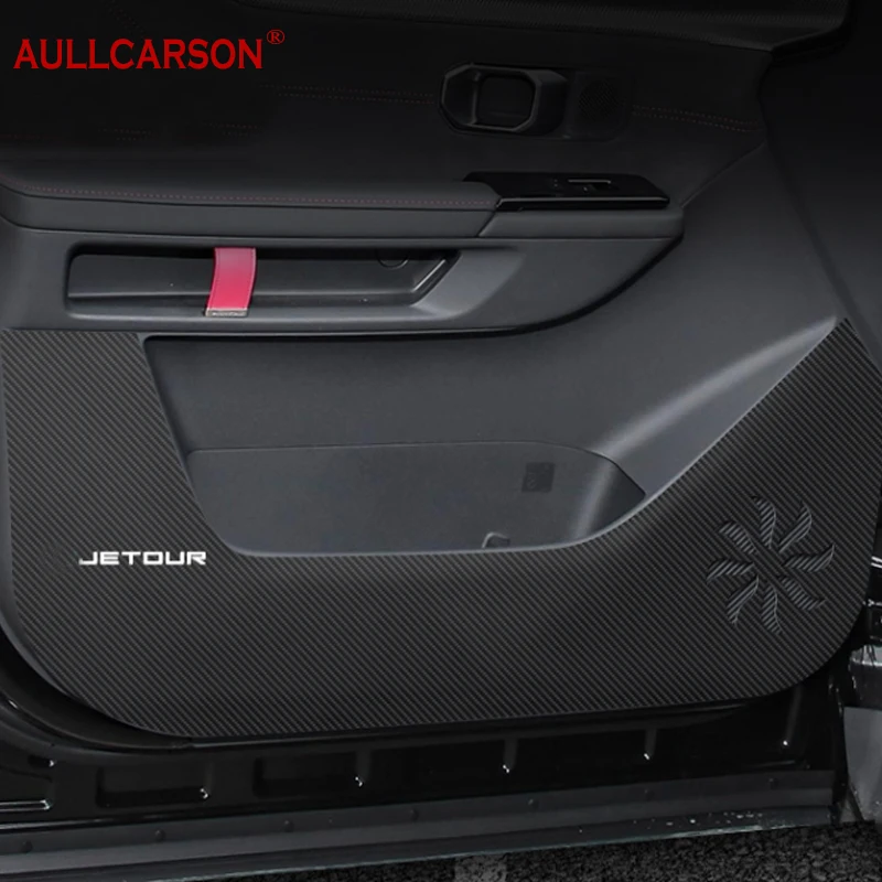 For Jetour Dashing 2023 2024 Leather Door Anti Kick Pad Protection Stickers PU Carbon Fiber Inner Side Edge Film Car Accessories