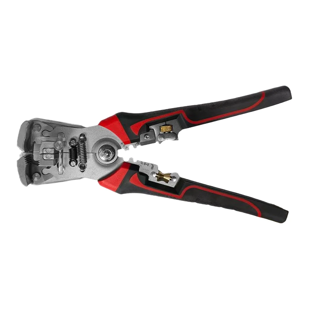 Wire Stripping and Crimping Tool Automatic Function Stainless Steel 4Cr13 Red Black Ergonomic Handle 21x10x4cm