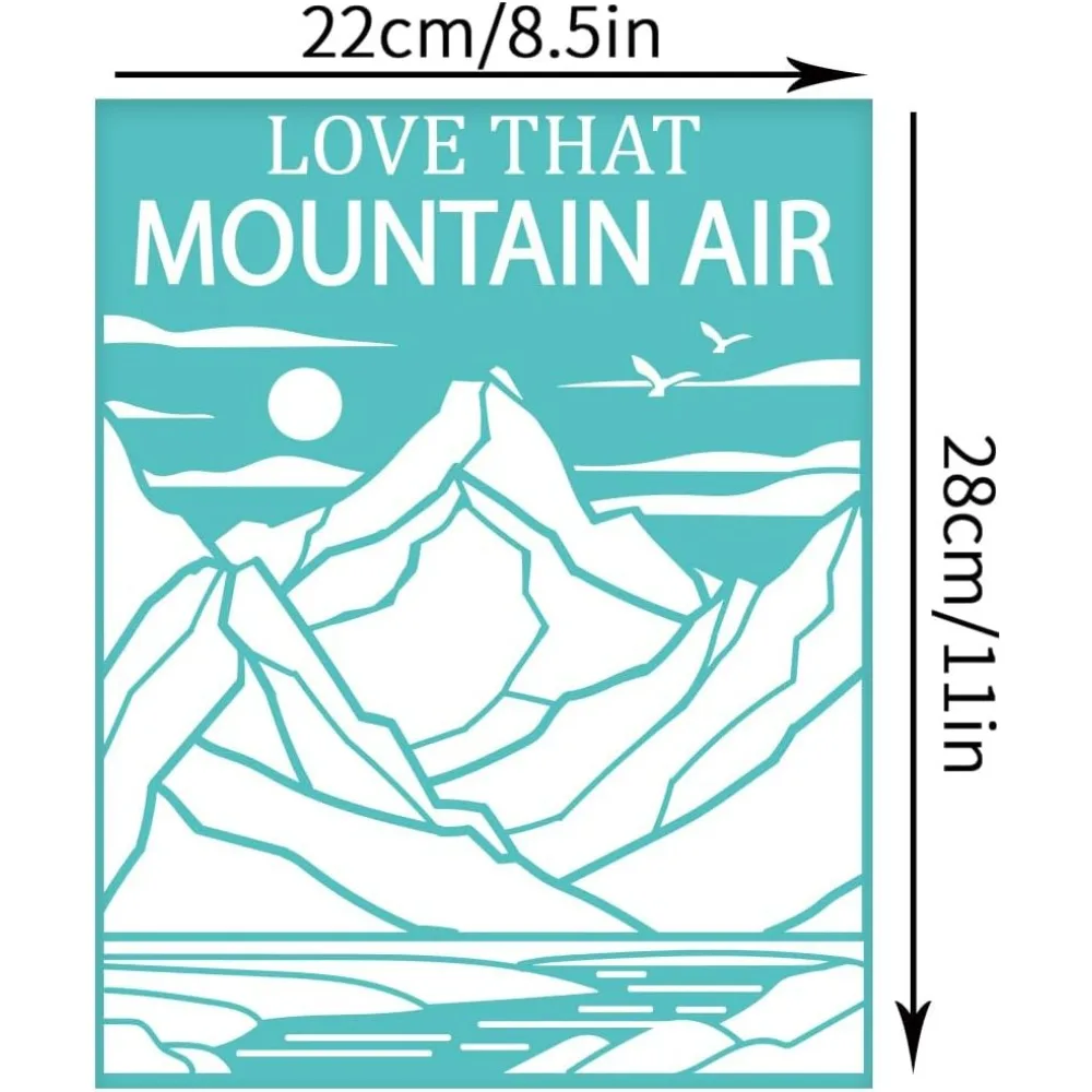 2Pcs 8.6x11 Inch Mountain Forest Self-Adhesive Silk Screen Printing Stencil 