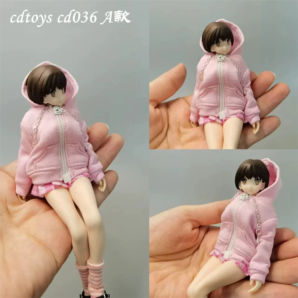 Cdtoys Cd036 Unifor 1/12 Scale Women Soldier Zipper Sweater Pleated Skirt Socks Shoes Student  Fit 6-inch Action Figure Body Toy