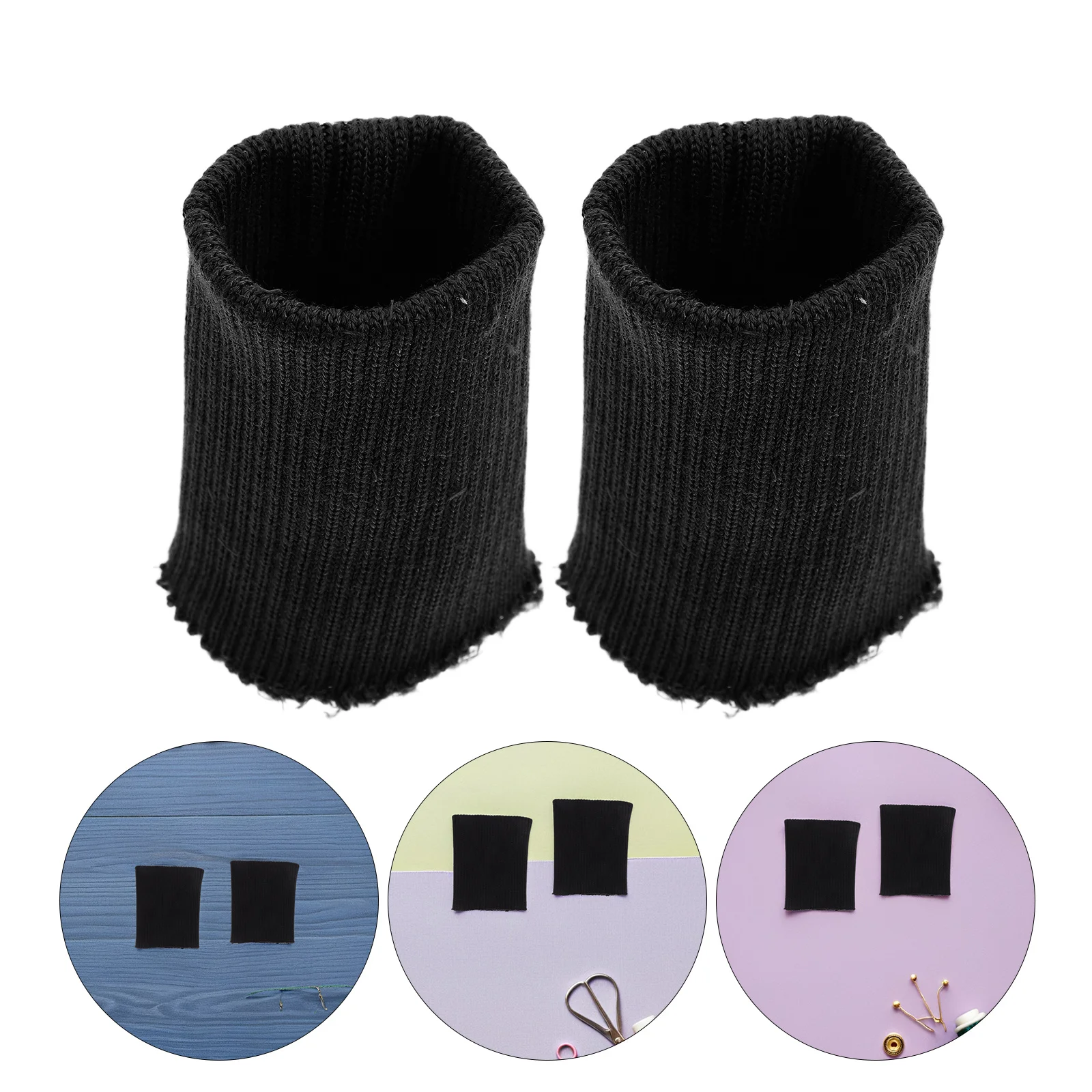 

1Pair Knit Cuff Sleeve Ribbing Fabric Tubular Stretch Cuff Replacement For Jackets Sportswear Padded Waistband Leg Arms Black