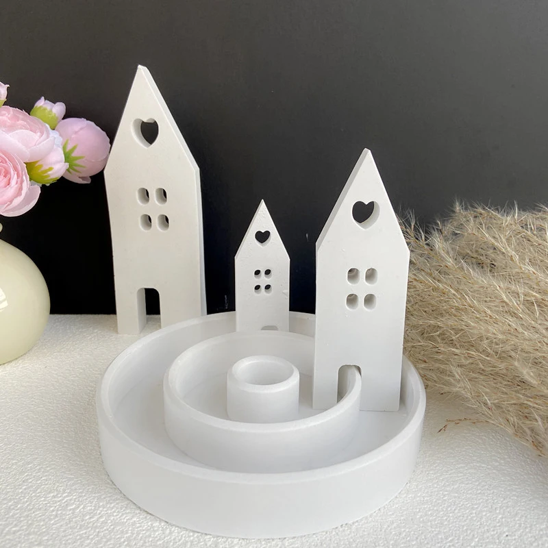 

3/4pcs House Silicone Candle Molds Light Heart Houses Concrete Moulds Casting Molds DIY Gypsum Home Craft Decoration Resin Mould