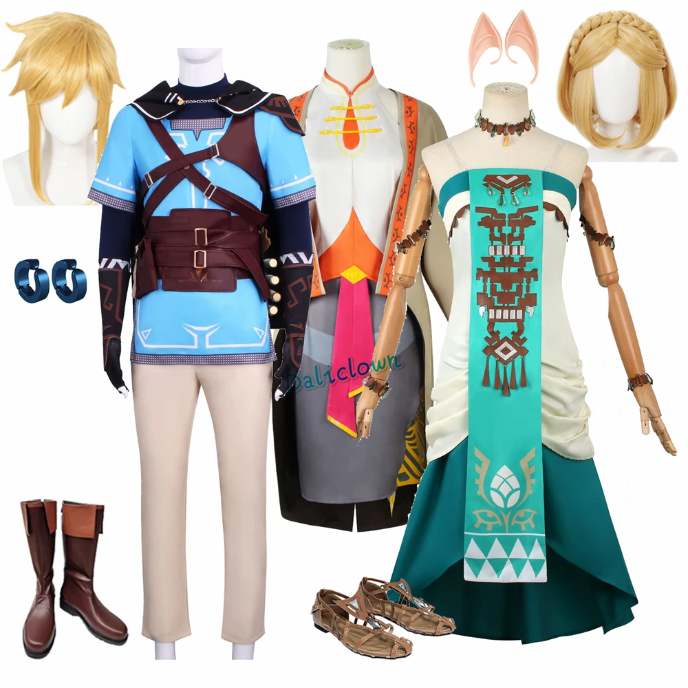 

Tears of the Kingdom Link Cosplay Costume Men Kids Cloak Uniform Wig Accessories The Legend Anime Carnival Party Clothes