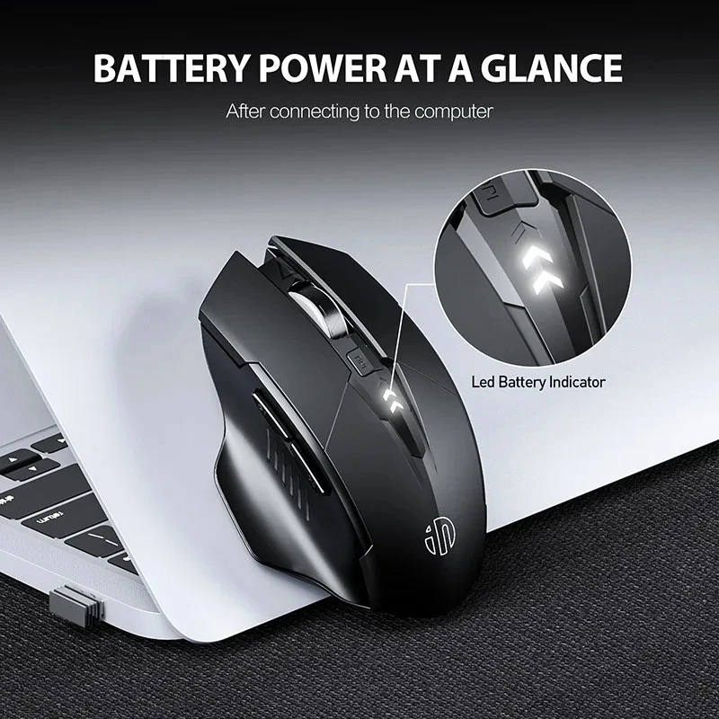 INPHIC F1 2.4G Wireless Mouse 500mAh Ergonomic Rechargeable Power Display Office Home Silent Laptop Desktop Computer Universal image 5