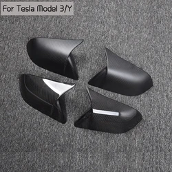 For Tesla Model 3 Model Y 2019-2023 Rear mirror cover Real carbon fiber reversing mirror cover auto modification parts