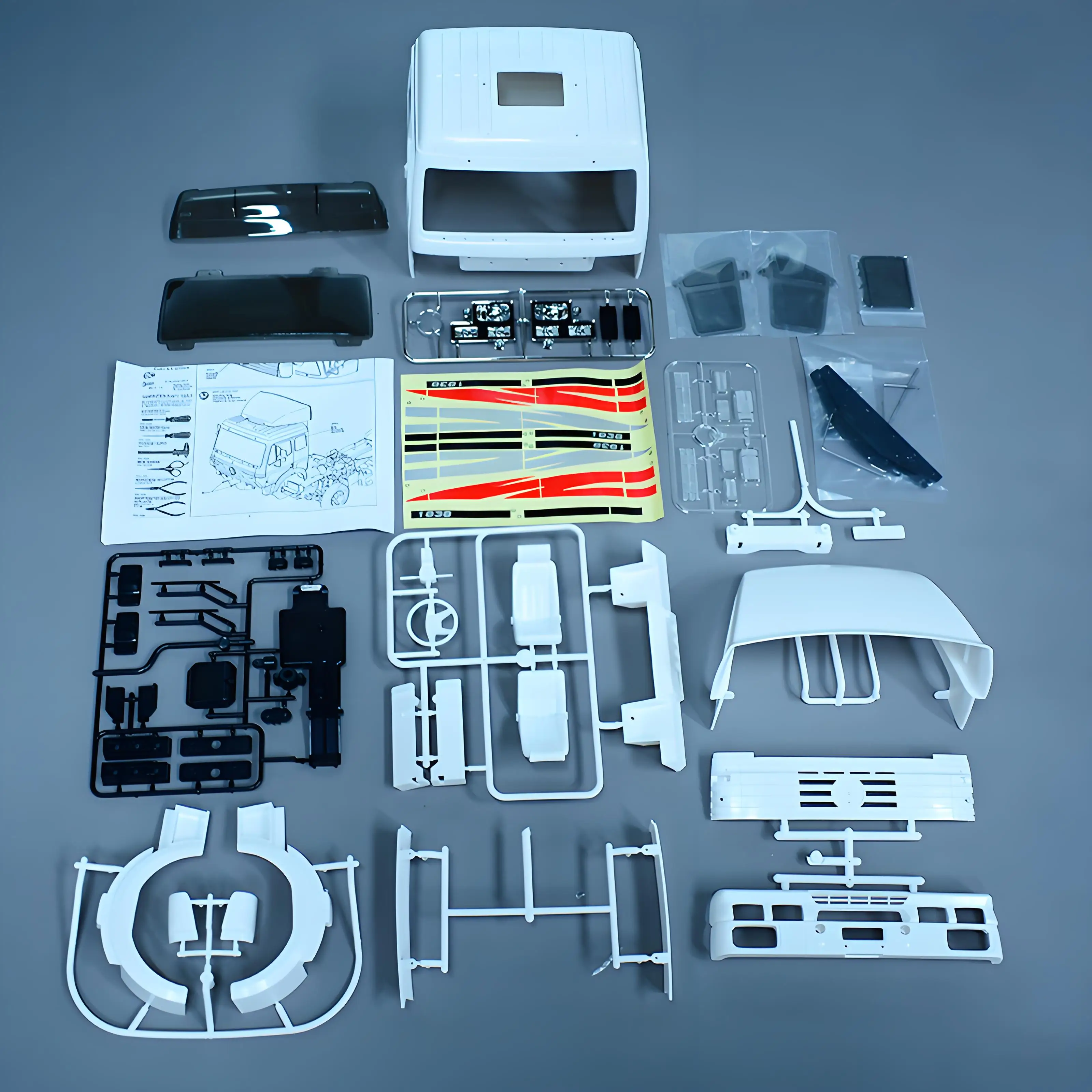 1:14th Scale R/C Tractor Truck Plastic Cockpit Body for Tamiya RC 1838 ACTROS AROCS Scattered Parts Set DIY