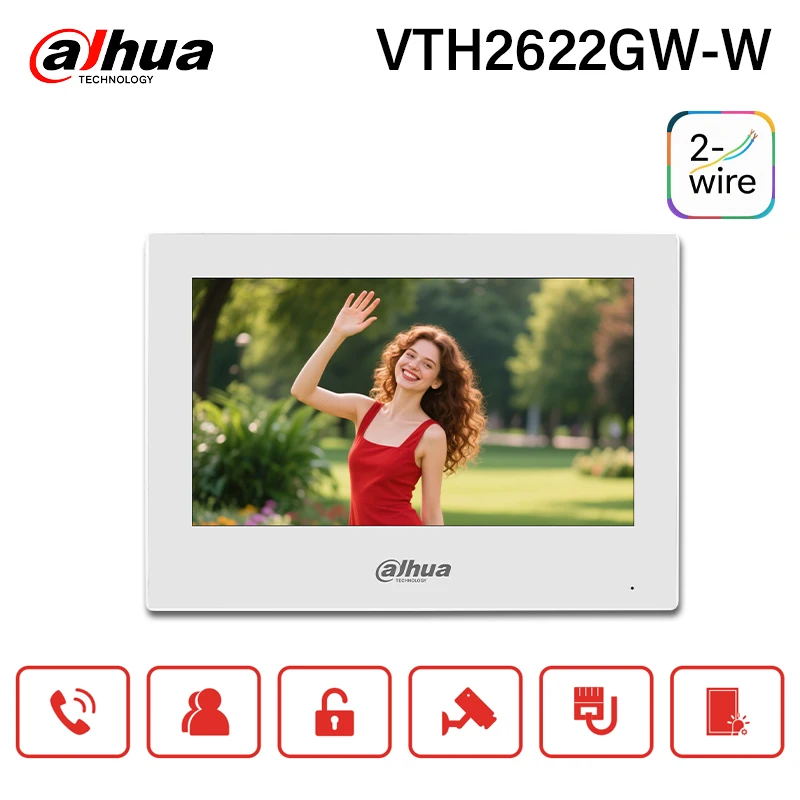 داهوا 2-سلك IP & Wi-Fi شاشة داخلية VTH2622GW-W 7 "IPC مراقب لمحطة الباب VTO2202F-P VTO3222E-P نظام الاتصال الداخلي عبر الفيديو