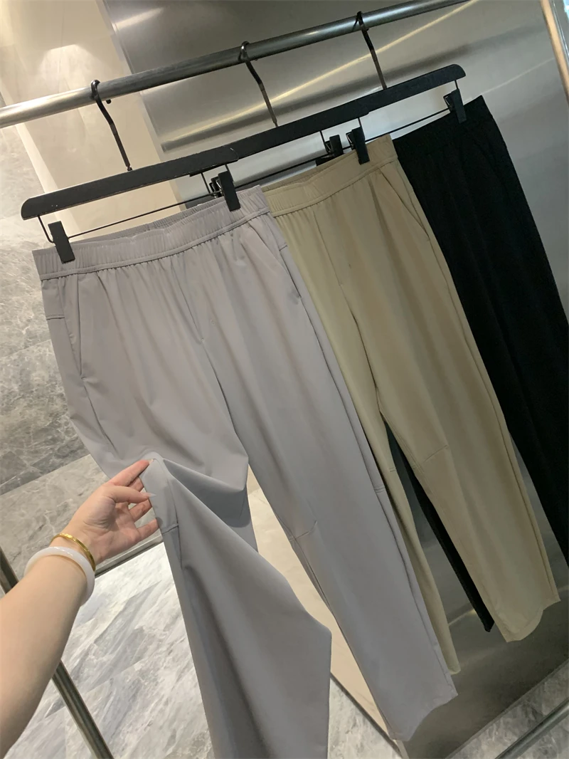 

Легкие быстросохнущие мужские летние повседневные брюки из ледяного шелка с 3D-стереокроем, дышащие, прямого кроя, длинные