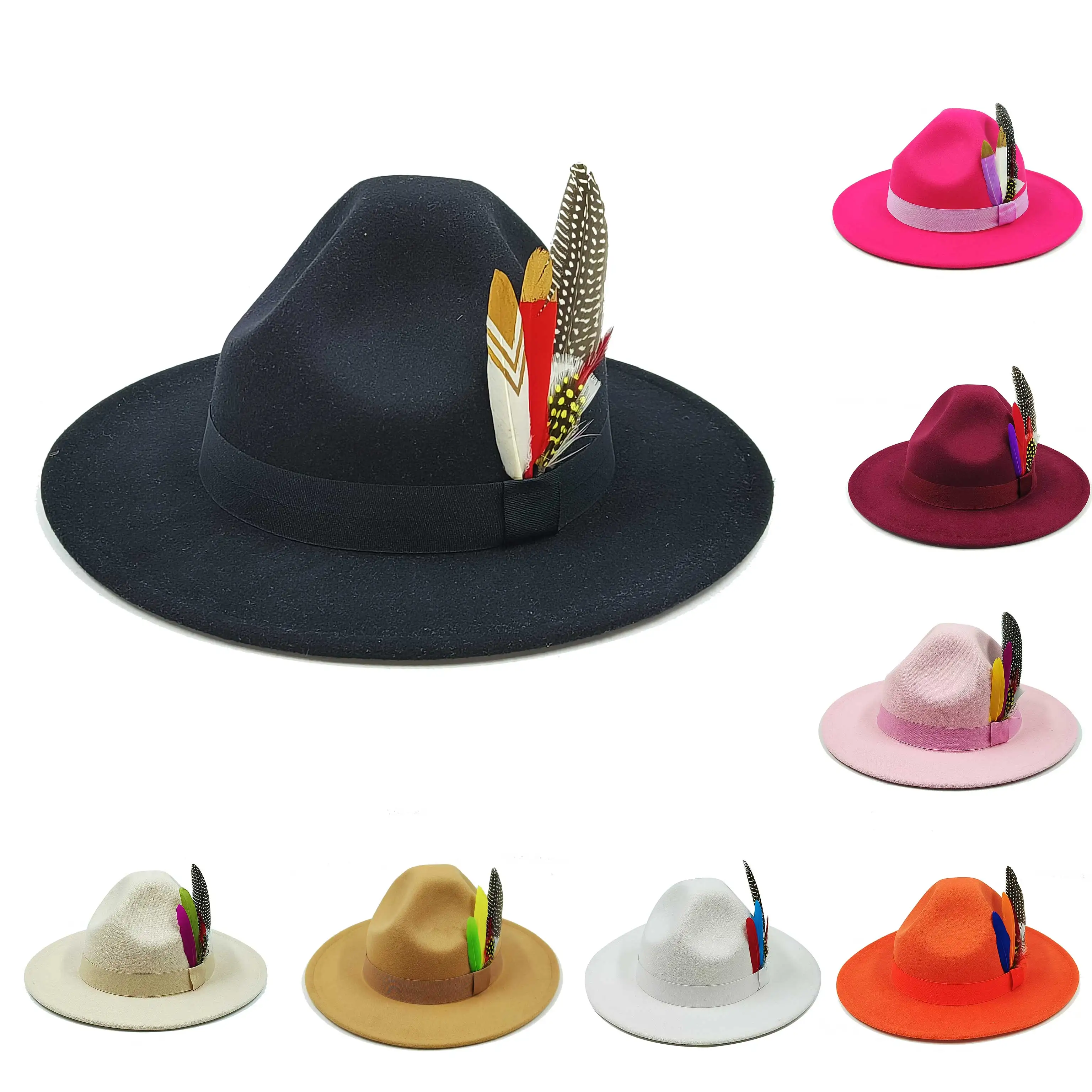 Sombrero Fedora volcán pico pluma accesorios sombrero de caballero sombrero de jazz sombrero Fedora Panamá sombrero sombrero mujer