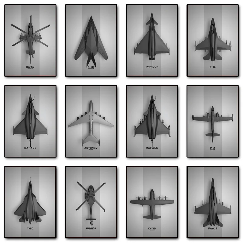 Modern Classic Simple Aircraft Various Types of Models Poster Canvas Art Painting Prints Home Room Wall Picture Decoration Gift