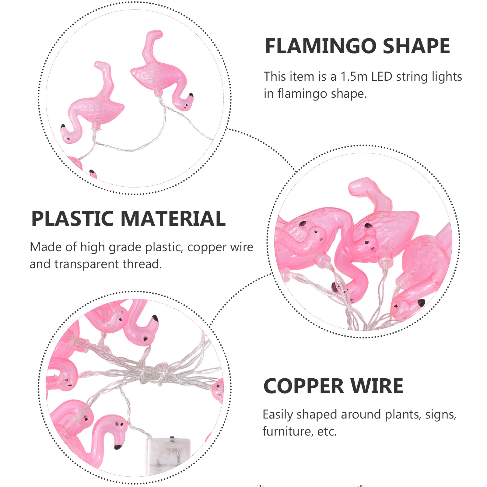 1.5 متر فلامنغو LED سلسلة أضواء عالية الجودة البلاستيك الأسلاك النحاسية خيط شفاف حفل زفاف حديقة ديكور غرفة نوم