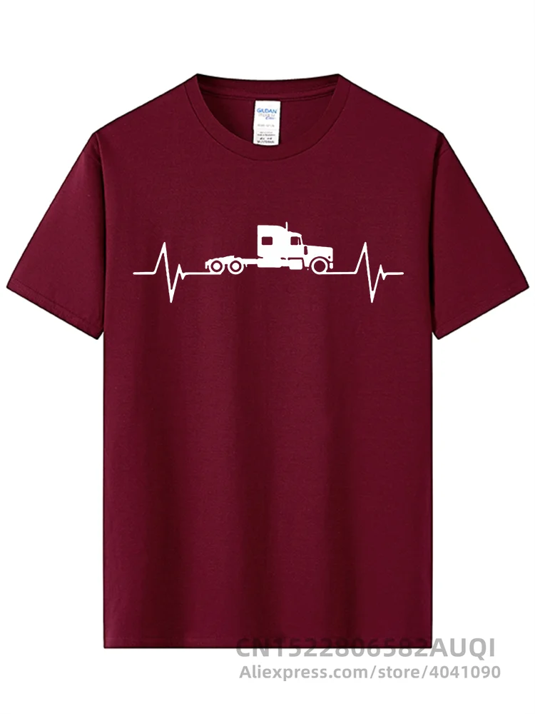 Truck Driver Heartbeat Love T Shirt Guys Arrival Simple Camisetas Casual T-Shirt Men Short Sleeve Club Dad Top Truck Driver