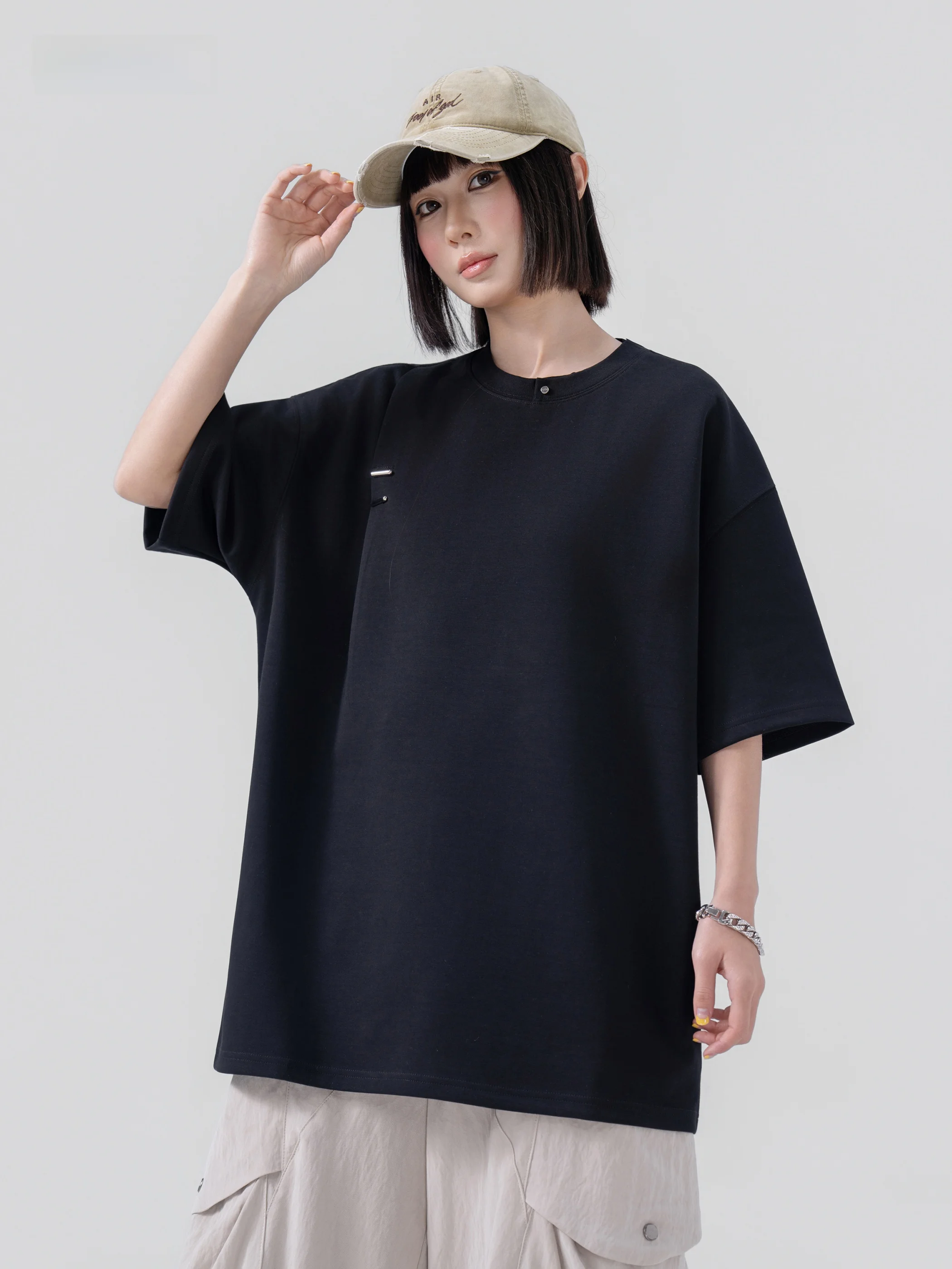 Summer Cool Sensation Loose Casual Short Sleeve T-Shirt Women's Fashionable Liquid Ammonia Cotton Heavyweight Sun Protection