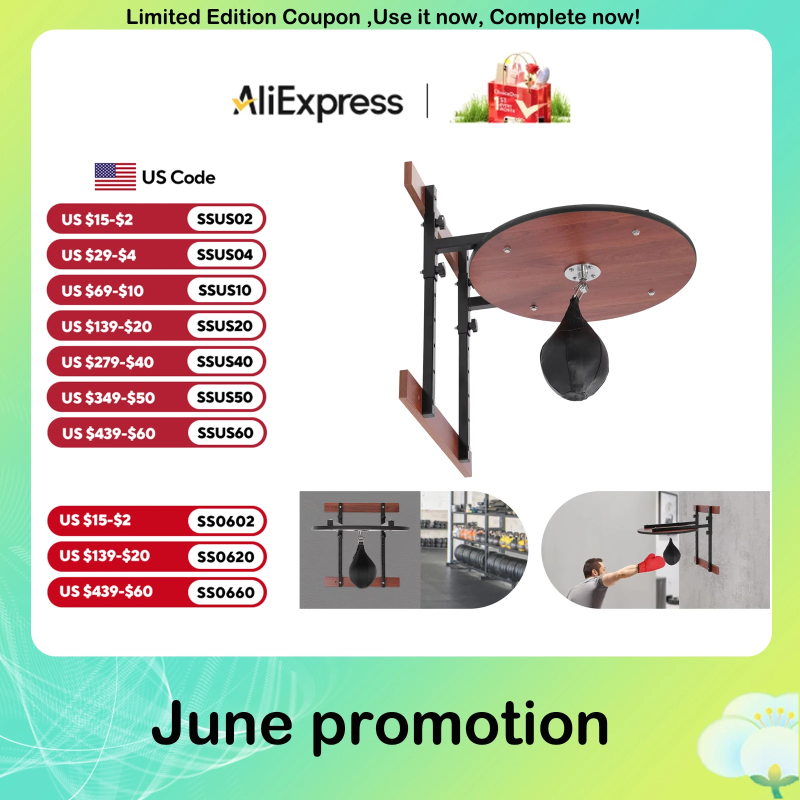 

Wall-Mounted Adjustable Speed Bag Platform Kit Swivel Punching Fitness Training