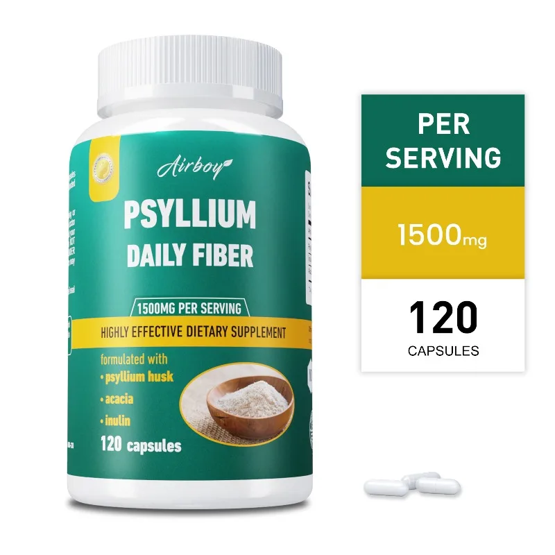 

Psyllium Husk Capsules - Absorption, Supports Intestinal and Digestive Health, Metabolism, Enhances Cellular Energy, Non-GMO