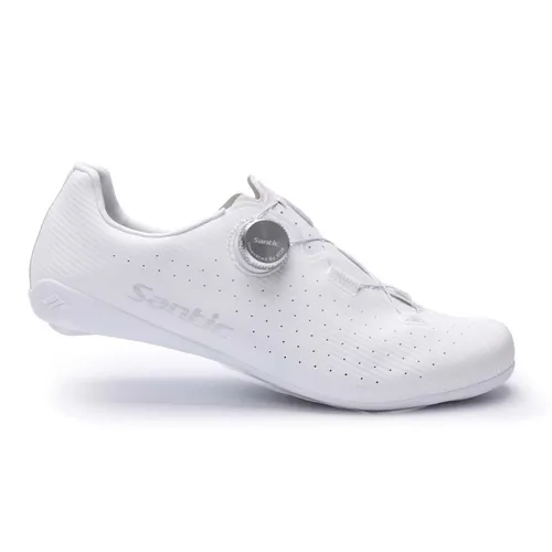 Santic zapatos de ciclismo para hombre, suela de fibra de carbono, zapatos de bicicleta de carretera para mujer, sistema de cordones con perilla de carrete ATOP transpirable WZS24043