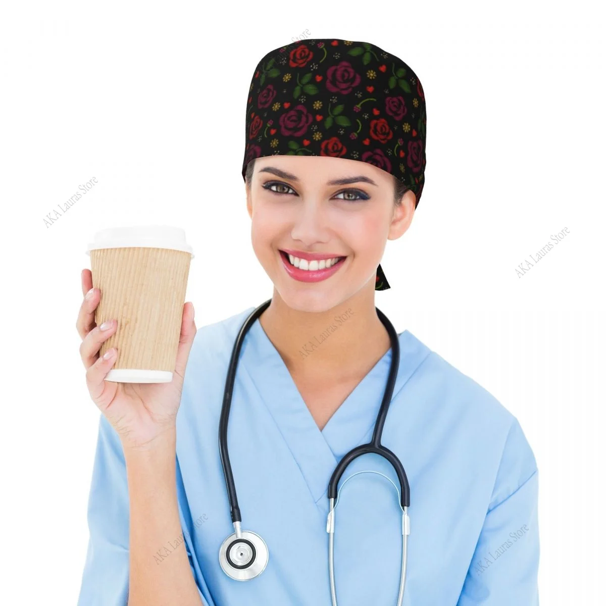 Roses Flowers Nursing Accessories Scrub Hat Surgery Cap Dentist Animal Lab Cap Scrub Cap Anaesthesia Scrub Cap