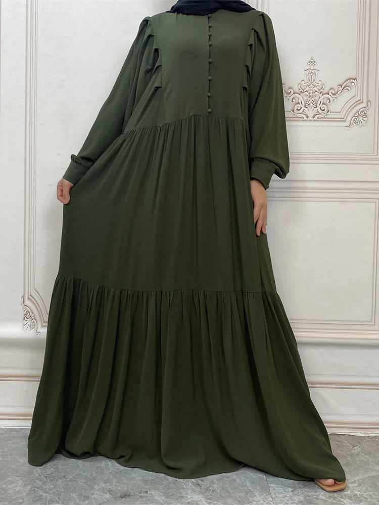 Chiffon Solid Morocco Dress Muslim Women Abaya Prayer Front Button Long Robe India Abayas Dubai Turkey Longue Vestidos Largos