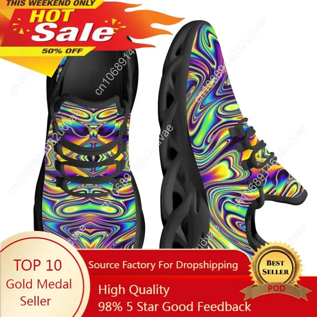 

Fashion Trippy Colorful Mesh Breathable Outdoor Shoes Comfortable Casual Shoes Spring Running Shoes Soft Flat Shoe