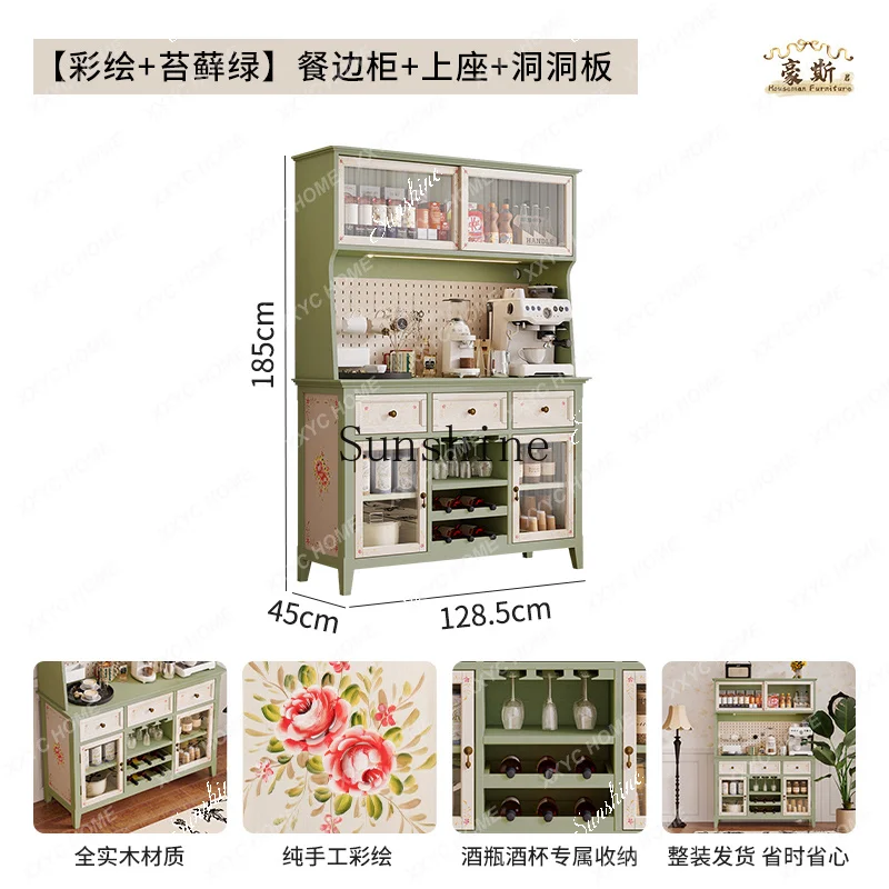 style country sideboard, living room, entrance hallway, with upper seat, shelf decoration, painted retro style  FT