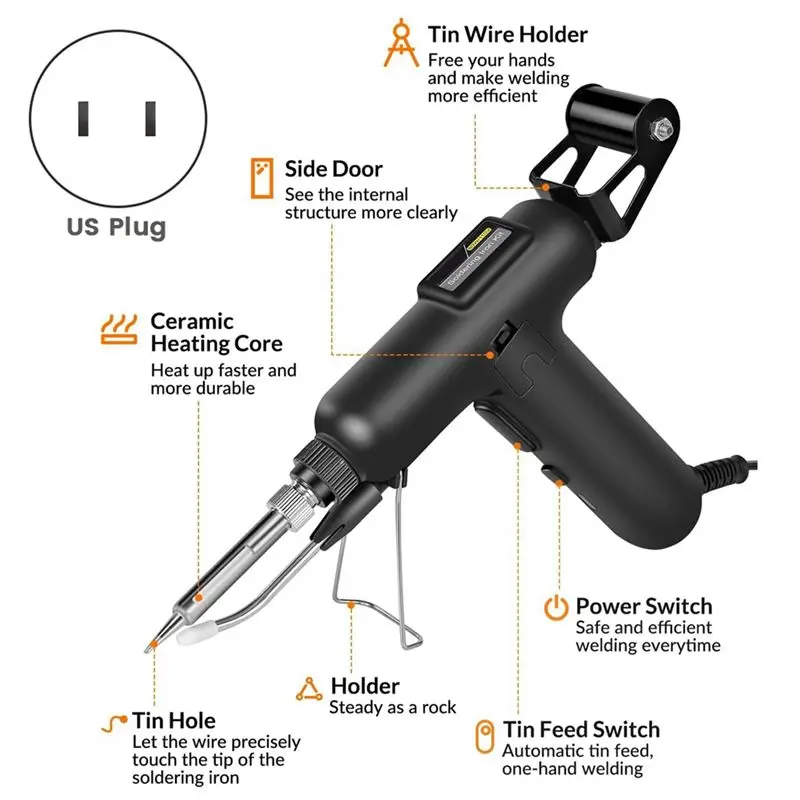 A67P-Soldering Iron Kit, 80W 110V Automatic Soldering Tool, Fast Heating Soldering, Suitable For Repair And DIY US Plug