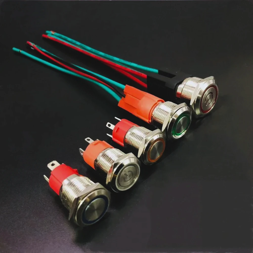 

Interruptor botón metal, cable enchufable alta potencia, 16, 19 y 22mm, 15A, 20A, reinicio autobloqueo motor auto