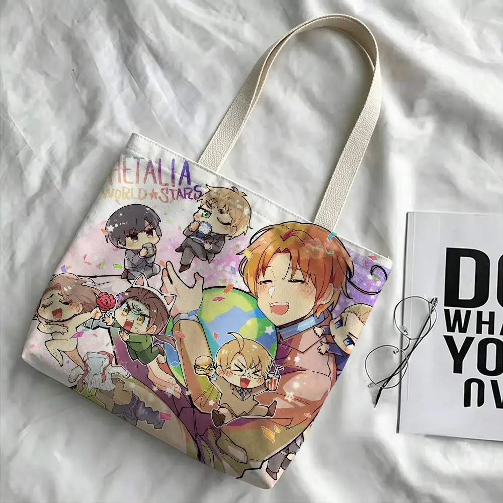 Anime H-Hetalia The B-Beautiful World Storage Bags Double-Sided Print Large Tote Bag Durable Beach Picnic Foldable Gift Eco