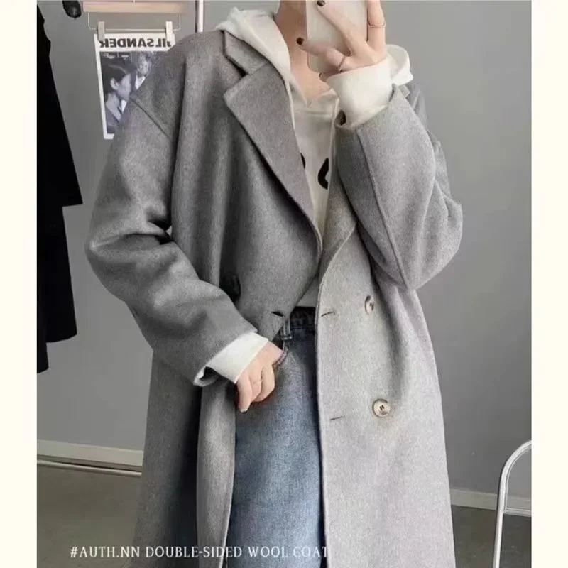 Thickened Autumn Winter Woolen Coat Women's Medium Length New Style Elegant Ladies Small Size Woolen Jacket Fragrance Style